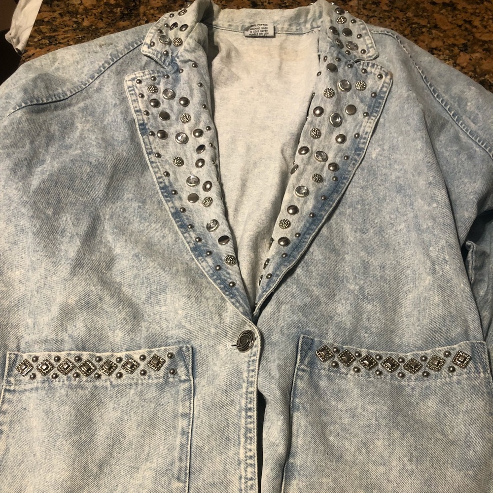 1980s blue Jean studded jacket medium size